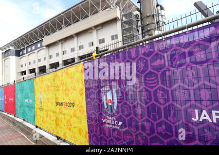 Osaka, Osaka, Japan. 3. Okt, 2019. Allgemeine Ansicht: Rugby 2019 Rugby World Cup Pool 3D/3D Match zwischen Georgien 10-45 Fidschi am Hanazono Rugby Stadion in Osaka, Osaka, Japan. Credit: Naoki Nishimura/LBA SPORT/Alamy leben Nachrichten Stockfoto