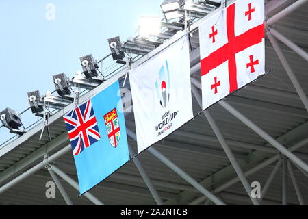 Osaka, Osaka, Japan. 3. Okt, 2019. Allgemeine Ansicht: Rugby 2019 Rugby World Cup Pool 3D/3D Match zwischen Georgien 10-45 Fidschi am Hanazono Rugby Stadion in Osaka, Osaka, Japan. Credit: Naoki Nishimura/LBA SPORT/Alamy leben Nachrichten Stockfoto