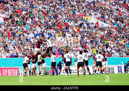 Osaka, Osaka, Japan. 3. Okt, 2019. Allgemeine Ansicht: Rugby 2019 Rugby World Cup Pool 3D/3D Match zwischen Georgien 10-45 Fidschi am Hanazono Rugby Stadion in Osaka, Osaka, Japan. Credit: Naoki Nishimura/LBA SPORT/Alamy leben Nachrichten Stockfoto