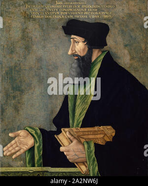 Portrait von Johannes Oekolampad, C. 1531/50, Mischtechnik auf Lindenholz, 62 x 51,5 cm, monogrammiert unten links: HA [ligiert]., Beschriftung oben auf der Seite: JOAN OECOLAMPADIVS, IN DOMINI QVONDAM FVLSI LVX SPLENDIDA TEMPLO, CVM TALI VVLTV CONSPICIENDVS ERAM, SI VELVTI VVLTVS POTVISSENT PECTORA PINGI, STAREM DOCTRINAE CVM PIETATE TYPVS., Hans Asper, Zürich um 1499 - 1571 Zürich Stockfoto