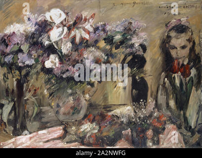 Blumen und Tochter Wilhelmine, 1920, Öl auf Leinwand, 111 x 150 cm, oben rechts bezeichnet: S, L, Wolfgang Gurlitt, unterzeichneten und datierten daneben: Lovis Corinth., 1920., Lovis Corinth, tapiau/Schlesien (heute Gwardjesk, Russland) 1858 - 1925 Zandvoort Stockfoto