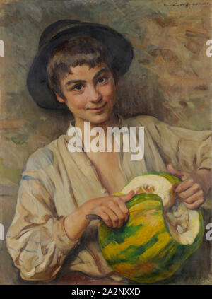 Italienische Junge mit gelbe Wassermelone, 1903, Öl auf Leinwand, 68 x 51 cm, signiert und bezeichnet oben rechts: Hans Lendorff., Anticoli C., Hans (Johann) Ludwig Lendorff, Basel 1863 - 1946 Basel Stockfoto