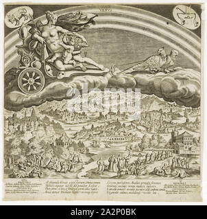 Venus, nach 1603, Radierung auf Papier, Laub: ca. 24,1 x 24,3 cm, O. M. bezeichnet: VENVS, u,.,.,., unterzeichnet: M de Vos Figli, unter dem Bild Text Box, Marten de Vos, (30 Spitzwimpel //Kopieren nach), Erfinder, Antwerpen 1532 - 1603 Antwerpen, Johannes sadeler I, (30 Spitzwimpel //Kopieren nach), Stecher, Brüssel 1550 - 1600 Venedig Stockfoto