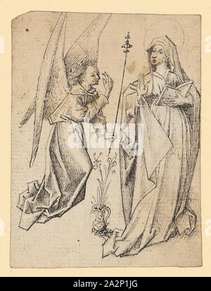 Die Verkündigung an Maria, C. 1460/70, Feder in Dunkelgrau, Folio: 13,5 x 10,1 cm, unsigniert, Anonym, Süddeutschland (?), um 1460/70 Stockfoto