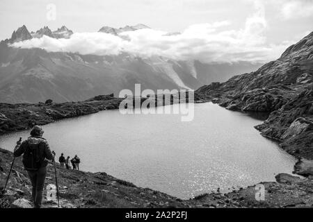 Lac des Chéserys, Chamonix-Mont-Blanc Valley, Aiguilles Rouges massiv, Haute-Savoie, Frankreich Stockfoto