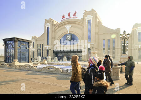 Harbin Railway Station Fassade Gebäude Stockfoto