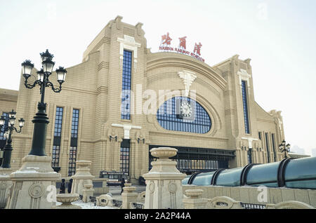 Harbin Railway Station Fassade Gebäude Stockfoto