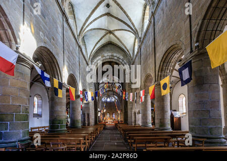 Frankreich, Manche, Cotentin, Granville, Obere Stadt, Notre Dame du Lude Kirche, das Kirchenschiff // Frankreich, Calvados (50), Cotentin, Granville, La Haute Ville, Stockfoto