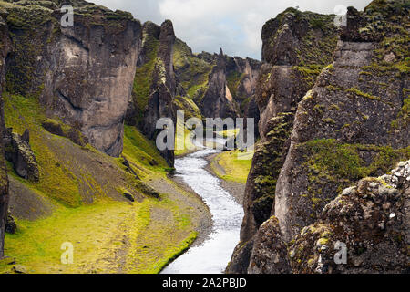 Fjadrargljufur Canyon in Island Stockfoto