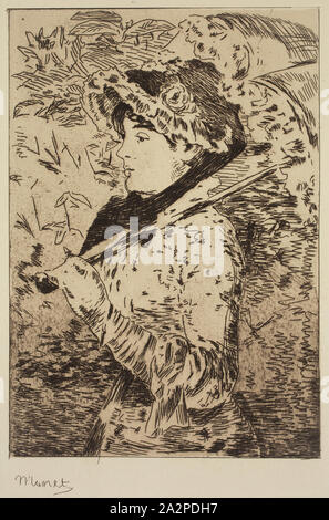 Édouard Manet, Französisch, 1832-1883, Jeanne: Le Printemps, 1882, Radierung in brauner Tinte auf Bütten gedruckt, Platte: 10 3/4 x 7 1/4 Inch (27,3 × 18,4 cm Stockfoto