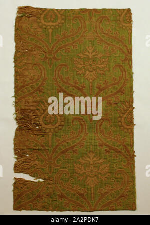 Unbekannt (Spanisch), Textil- Fragment, 16. Jahrhundert, Lampas, 19 1/2 x 10 in Stockfoto