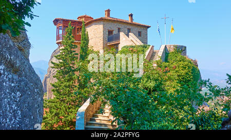 Das Kloster Rousanou (St. Barbara) in Meteora, Kalampáka, Griechenland Stockfoto