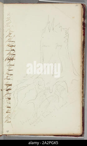 Thomas Cole, American, 1801-1848, (Untitled), zwischen 1801 und 1848, Stift und Bister mit einigen Graphit Bleistift auf Off-white webte Papier Stockfoto
