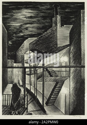 Ruth Chaney, American, 1908-1973, hinter dem Theater, Ca. 1937, Lithographie in schwarzer Tinte auf Papier ausgedruckt, webten Bild: 14 7/8 x 10 7/8 Inch (37,8 × 27,6 cm Stockfoto