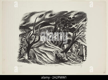 Ruth Chaney, American, 1908-1973, Hurrikan Nacht, Ca. 1939, Lithographie in schwarzer Tinte auf Papier ausgedruckt, webten Bild: 12 3/8 x 15 1/2 Inch (31,4 × 39,4 cm Stockfoto