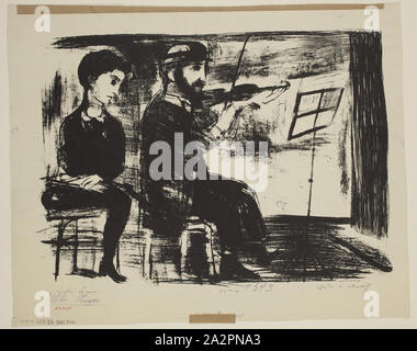 Lester O. Schwartz, American, 1912-2005, Violine Lektion, Ca. 1941, Lithographie in schwarzer Tinte auf Papier ausgedruckt, webten Bild: 11 1/4 x 15 7/8 Inch (28,6 × 40,3 cm Stockfoto