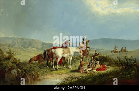 John Mix Stanley, American, 1814-1872, Inder, Karten, 1866, Öl auf Leinwand, ohne Rahmen: 16 1/4 x 26 Zoll (41,3 × 66 cm Stockfoto