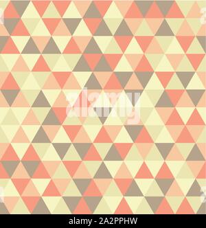 Retro geometrische Dreieck nahtlose wiederkehrende Muster im Vektorformat. Mosaik gelb, rosa, und braune Farben Pastellfarben. Stock Vektor