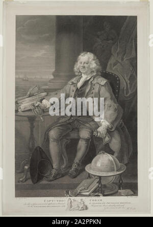 William Nutter, Englisch, 1754-1802, nach William Hogarth, Englisch, 1697-1764, Captain Thomas Coram, 1796, Walze Gravur in schwarzer Tinte auf Papier ausgedruckt, webten Platte: 22 5/8 x 16 Zoll (57,5 × 40,6 cm Stockfoto