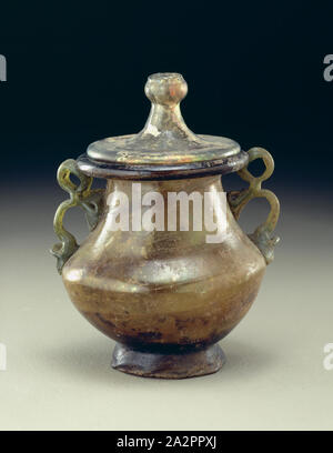 Roman, Jar, 4./5. Jahrhundert n. Chr., Glas, 3 3/4 x 4 in. Durchmesser. (9,5 x 10,2 cm Stockfoto