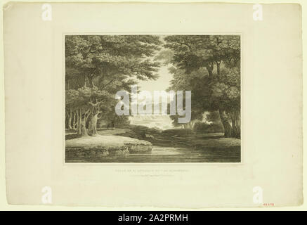 John Hill, Englisch, 1770-1850, nachdem Joshua Shaw, Englisch, 1776-1860, Fällt der St. Anthony auf dem Mississippi, 1819, Radierung und Aquatinta wob in schwarzer Tinte auf Papier ausgedruckt, Platte: 11 1/4 x 14 3/4 Inch (28,6 × 37,5 cm Stockfoto