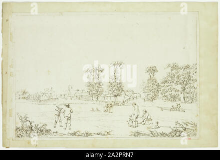 John Hill, Englisch, 1770-1850, unbekannter Gegenstand, Ca. 1820, Aquatinta in schwarzer Tinte auf Papier ausgedruckt, webten Bild: 12 1/8 x 18 Zoll (30,8 × 45,7 cm Stockfoto