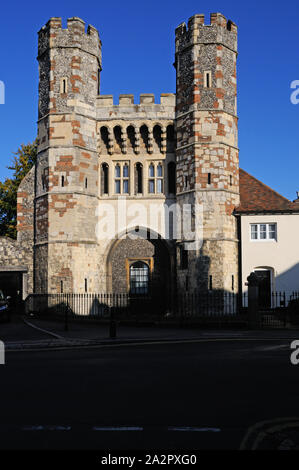 Der Friedhof Tor (14 c, restauriert 1839) der ehemaligen Abtei St. Augustinus in Canterbury, Kent, England Stockfoto