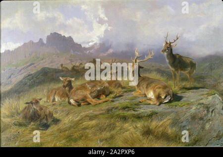 Rosa Bonheur, Französisch, 1822-1899, Landschaft mit Hirsch, 1887, Öl auf Leinwand, ohne Rahmen: 17 3/4 x 29 Zoll (45,1 × 73,7 cm Stockfoto