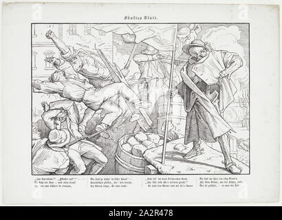 Alfred Rethel, Deutsch, 1816-1859, Tod Hissen der Flagge auf den Barrikaden, 1848, Holzschnitt in schwarzer Tinte auf Webte Papier gedruckt, Bild (ohne Buchstaben): 8 3/4 x 12 5/8 Inch (22,2 × 32,1 cm Stockfoto