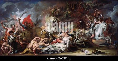 Benjamin West, American, 1738-1820, Tod auf dem hellbraunen Pferd, 1796, Öl auf Leinwand, ohne Rahmen: 23 3/8 x 50 5/8 Inch (59,4 × 128,6 cm Stockfoto