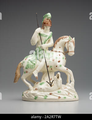 Zu Ralph Holz II, Englisch, 1748-1795, Saint George Slaying Dragon, ca zugeschrieben. 1770, glasierte Irdenware, Gesamt: 11 7/16 x 8 5/8 x 5 7/16 Zoll (29,1 × 21,9 × 13,8 cm Stockfoto