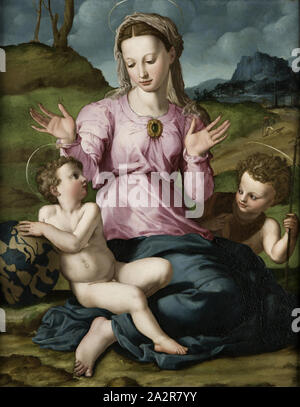 Agnolo Bronzino, Italienisch, 1503-1572, Madonna mit Kind, Johannes dem Täufer, Ca. 1540, Öl auf Pappelholz panel, UNGERAHMT: 24 5/8 x 19 3/16 Zoll (62,5 × 48,8 cm Stockfoto