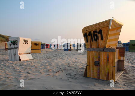 Die Liegen am Strand von Langeoog (Deutschland) Stockfoto