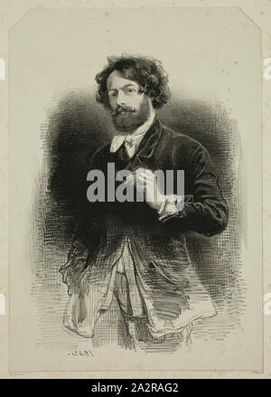 Paul Gavarni, Französisch, 1804-1866, Selbstportrait, Gavarni a la Zigarette, 1842, Lithographie, Bild: 8 7/8 x 6 1/8 Inch (22,5 × 15,6 cm Stockfoto