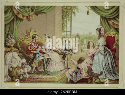 Unbekannt (Englisch), Königin Victoria, die Prince Consort und die Königliche Familie am Buckingham Palace, C. 1845, Tiefdruck und Relief gedruckt in Farbe (Baxter), Bild: 4 x 5 7/8 in Stockfoto