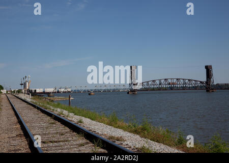 Eisenbahnbrücke, Decatur, Alabama Stockfoto