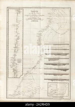 Allgemeine Plan der Ostküste Afrikas, detaillierte Karte von der Ostküste von Afrika, ergänzt durch Profile und einen detaillierten Blick auf die Küste von Moçambique bis zum Kap Delgado, nach S. 12, S. 31, Outhett, John (gezeichnet); Macpherson, Alexander (graviert), 1814, Henry Salz: eine Reise nach Abessinien und reist in das Innere des Landes, ausgeführt im Auftrag der britischen Regierung, in den Jahren 1809 und 1810: In welcher enthalten sind, auf das Konto des portugiesischen Siedlungen an der Ostküste von Afrika, im Laufe der Reise besucht: Eine kurze Geschichte der späten Veranstaltungen im Stockfoto