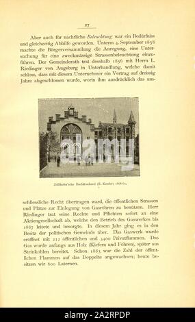 Zollikofer'sche Buchdruckerei (E. Kessler) 1868/60, Buchdruckerei Zollikofer am Gutenbergplatz (heute Neumarkt) in St. Gallen (Schweiz), Abb. 19, S. 27, 1889, Abschnitt St. Gallen des Schweizerischen Ingenieur- und Architekten-Vereins (Hg.): Altes und Neues aus der Stadt St. Gallen. Anlässlich der Hauptversammlung des Schweizerischen Ingenieur- und Architekten-Vereins bin 21. bis 23. September 1889. St. Gallen: Druck der Zollikofer'schen Buchdruckerei, 1889 Stockfoto