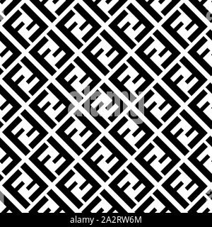 Nahtlose Muster mit Fendi-Logo. Design für Stoff textil Bereit für Ausdrucke. Stockfoto