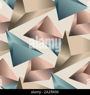 Sramless geometrische Muster. Abstrakte Dreieck Hintergrund. Farbige 3D-Dreiecke. Moderne Tapeten mit hellbraunem Hintergrund. Stockfoto