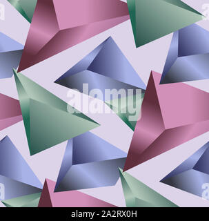Sramless geometrische Muster. Abstrakte Dreieck Hintergrund. Farbige 3D-Dreiecke. Moderne Tapete mit Licht mor Hintergrund. Stockfoto
