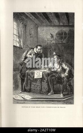 Keppler und Tycho Brahe an der Prager Sternwarte, Johannes Kepler und Tycho Brahe Studie ein mathematisches Problem in einer Sternwarte in Prag, unterzeichnet: E.Benassit; E. Yon, Abb. 2, entsprechend 58, Benassit, Emil s.; Yon, E., 1869, Louis Figuier: Mias des savants illustres: depuis l'Antiquité Jusqu'au Dix-neuvième siècle. Paris: librairie internationale, 1869 Stockfoto