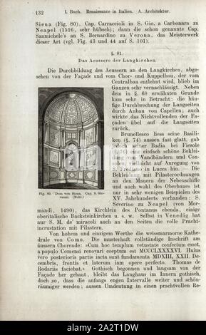 Dom von Siena. Cap. S. Giovanni, Kathedrale Santa Maria Assunta in Siena, unterzeichnet: Nohl, Abb. 80, S. 132, Nohl, Max, 1867, Jacob Burckhardt; Wilhelm Lübke: der neueren Baukunst. Stuttgart: Verlag von Ebner & Seubert, 1867 Stockfoto