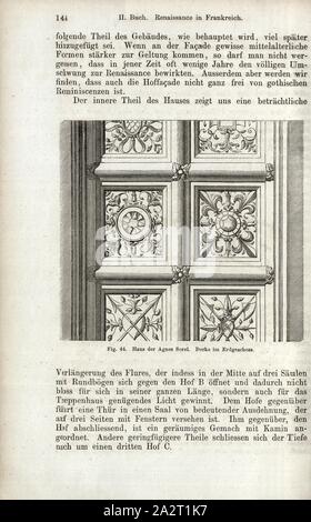 Haus der Agnes Sorel. Decke im Erdgeschoss, Maison Agnès Sorel in Orléans, Abb. 44, S. 144, 1867, Jacob Burckhardt; Wilhelm Lübke: der neueren Baukunst. Stuttgart: Verlag von Ebner & Seubert, 1867 Stockfoto