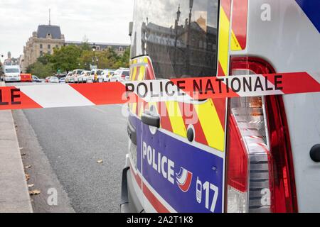 Paris, Frankreich. 3. Oktober 2019. Polizei Hauptquartier angegriffen Credit: EDOUARD MONFRAIS/Alamy leben Nachrichten Stockfoto