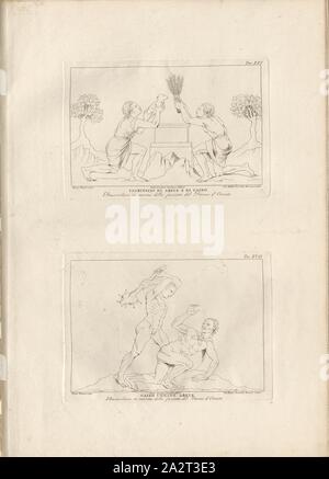 Opfer von Abel und Kain Kain tötet Abel, den Kain und Abel bei dem Opfer und Kain Abel töten, unterzeichnet: Nicolo Pisano (scolpi); Carlo Cencioni (delineo); Gio Batta, Leonetti (stechen), Tav., XVI und Tav., XVII, Pisano, Nicolo (sc.); Cencioni, Carlo (Del.);, Guglielmo Della Valle: Storia del Duomo di Orvieto. Roma: Presso i Lazzarini, MDCCXCI [1791 Stockfoto