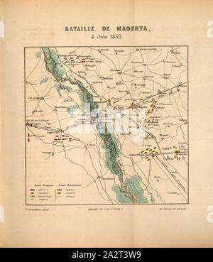 Schlacht von Magenta, 4. Juni 1859, für die Schlacht von Magenta 1859, signiert: A., Vuillemain Géog; Garnier Frères (editeurs), Abb. 11, Teil 1, S. 278, Vuillemin, Alexandre (dressé.); Garnier Frères (editeurs), Amédée de Cesena: Campagne de Piémont et de Lombardie en 1859. Paris: Garnier Frères, 1860 Stockfoto