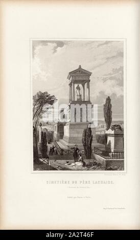 Pere Lachaise Friedhof, Gräber auf dem Friedhof Père-Lachaise in Paris, nach S.604, S.704, rouargue Frères (Del. & Sculp.), Dulaure: Histoire de Paris et de ses Denkmäler. Nouvelle édition" refondue et complétée jusqu'à Nos jours par L. Batissier. Paris. Furne et Cie., 1854 Stockfoto