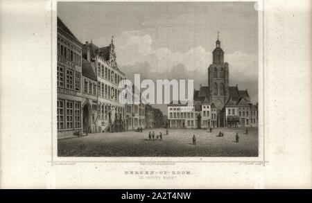 Bergen op Zoom, Grote Markt in Bergen op Zoom, Signiert: Chr. Schuler (Del.); A.J. Terwen (sculp.), S. 536, S. 839, Schuler, Chr. (Del.); Terwen, A. J. (sculp.) 1863, der Rhein und die Rheinlande in malerischen Original-Ansichten: abtheilung 3, Abschnitt 2/Holland. Darmstadt: Druck und Verlag von Gustav Lange, 1863 Stockfoto