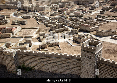 Holyland Modell von Jerusalem Modell der Stadt Jerusalem in der späten Zeit des Zweiten Tempels. Stockfoto